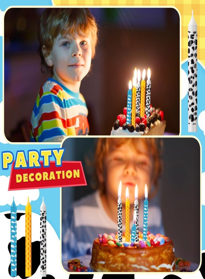 Conelist 18 Pcs Game Birthday Candles Cartoon Cake Toppers Blue Sky White Cloud Cow Chess Grid Pillar Rocket Cupcake Candles for Cartoon Themed Birthday Party Decorations Supplies - Image 5